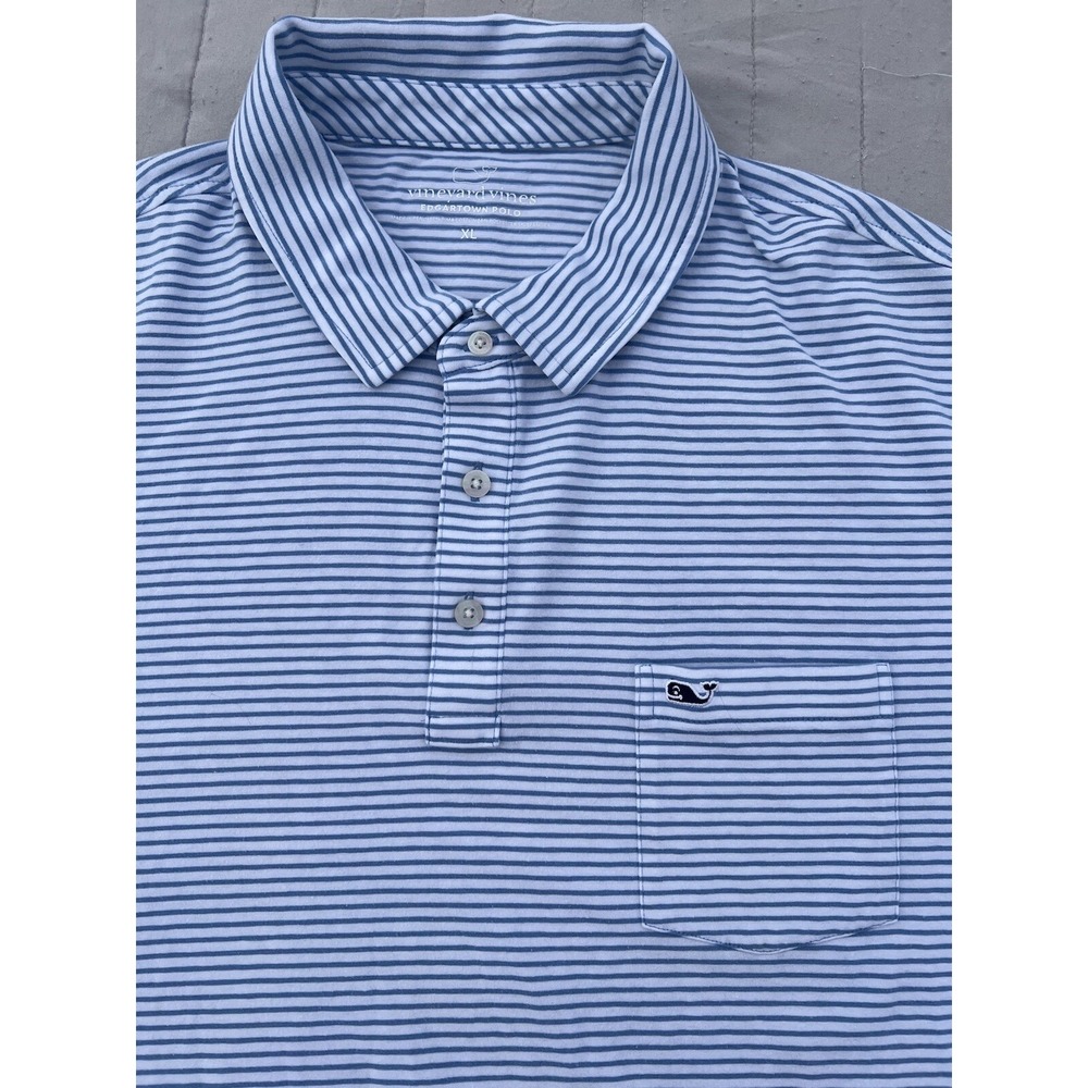 Vineyard Vines Shirt Adult MensXL Blue Striped Short Sleeve Edgartown Polo Golf - Picture 2 of 5